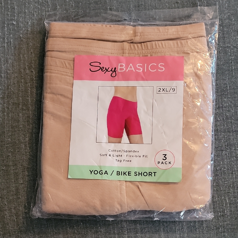 Sexy Basics Women's Beige Bike Shorts - 3 Pack